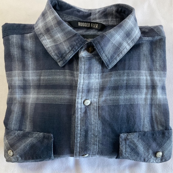 CARHARTT MENS RUGGED FLEX PLAID LONG-SLEEVED SNAP FRONT FLANNEL SHIRT EUC SMALL - Picture 12 of 13